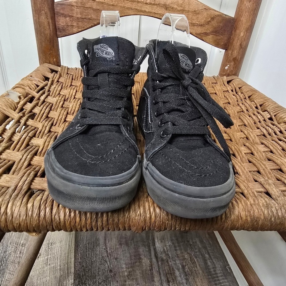 Vans Old Skool kids‎ Black High-Top Sneakers lace up with zip back 2.5 - Picture 3 of 7